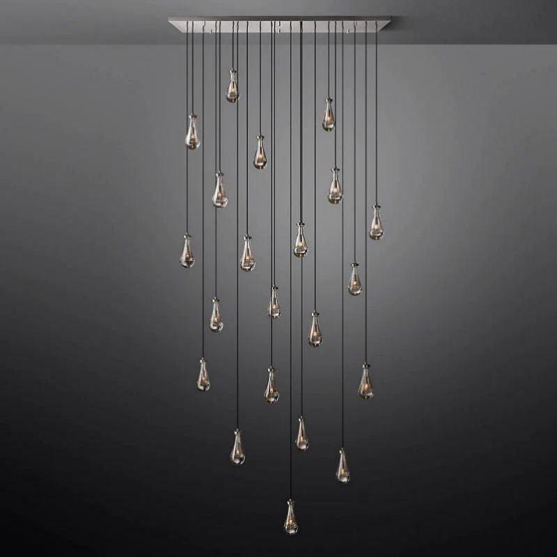Rain Modern Rectangular Glass Chandelier 72" - Dawn Lamps