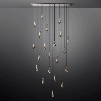 Rain Modern Rectangular Glass Chandelier 72" - Dawn Lamps