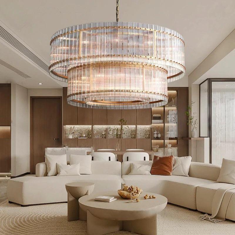 San Marco Two-tier Luxury Round Chandelier 60" - Dawn Lamps