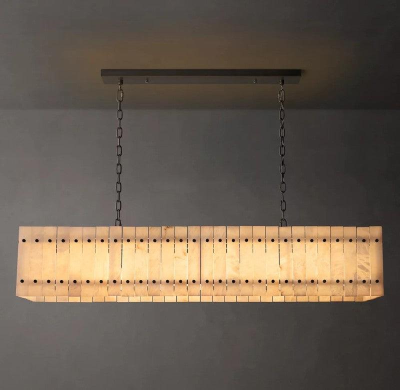 San Marco Alabaster Linear Chandelier 54" 72" - Dawn Lamps