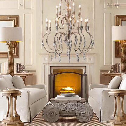 French Vintage Candle Chandelier for Living Room/Bedroom-Dawn Lamps