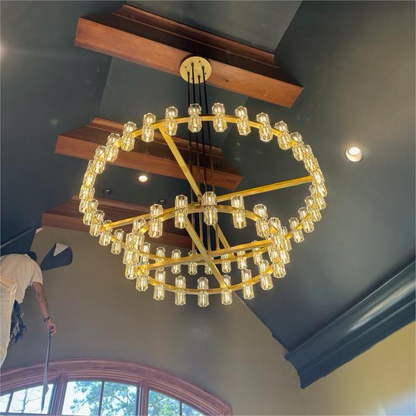 Arcachon Round 2-Tier Chandelier 60" For Dining Room Kitchen island - Dawn Lamps