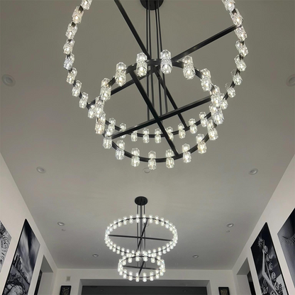 Arcachon Round 2-Tier Chandelier 60" For Dining Room Kitchen island - Dawn Lamps