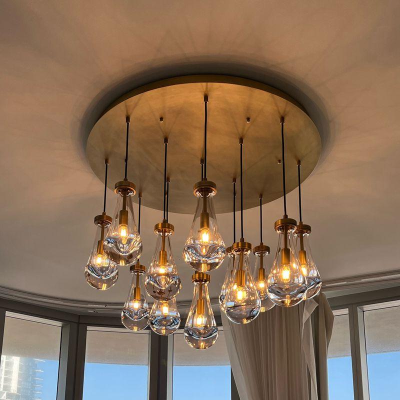 Rain Modern Round Glass Chandelier 36" - Dawn Lamps