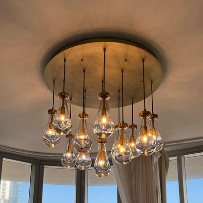 Rain Modern Round Glass Chandelier 36" - Dawn Lamps