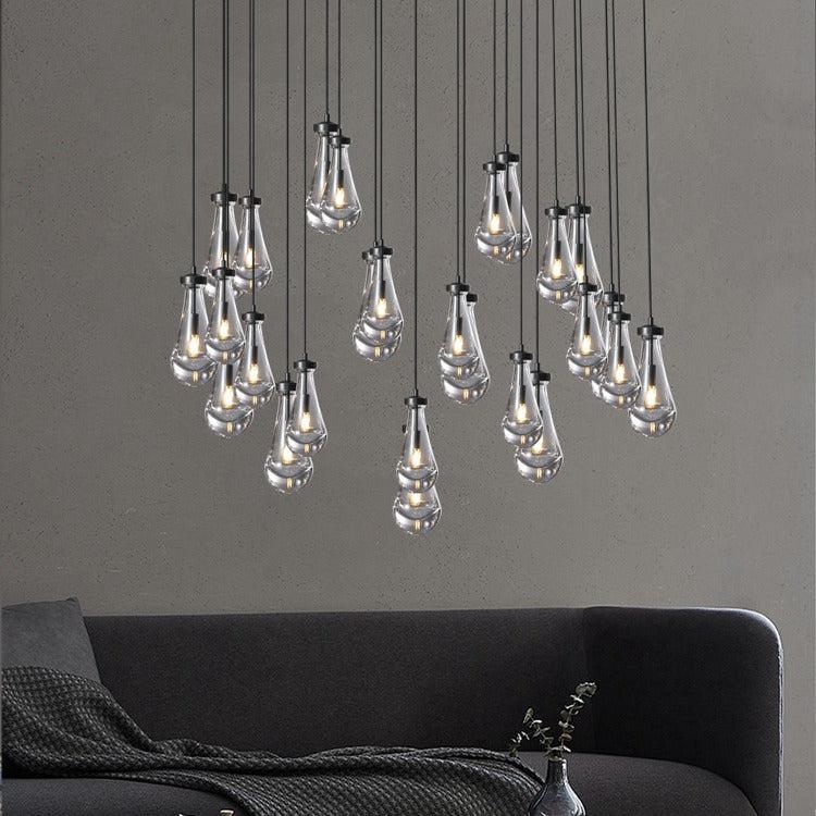Rain Glass Modern Rectangular Chandelier 54" - Dawn Lamps