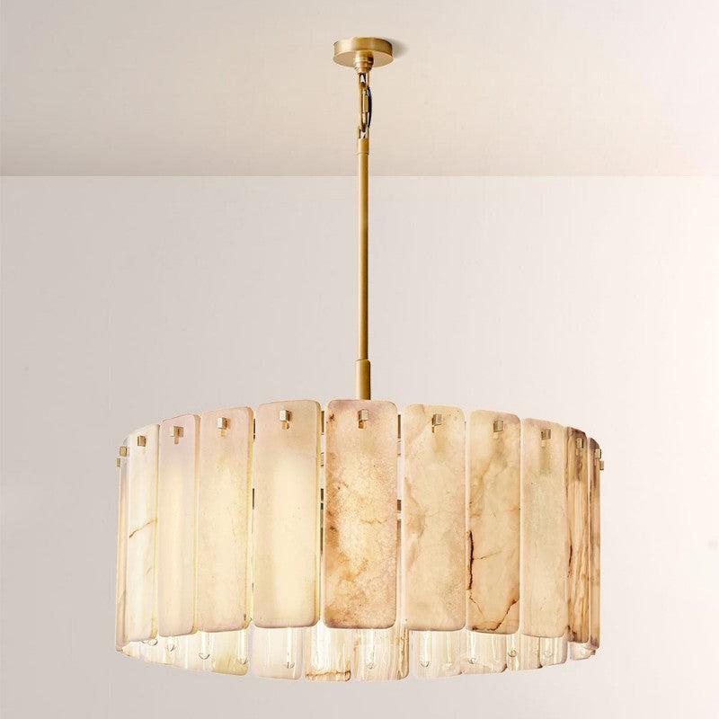 Camette Alabaster Round Chandelier 36"D - Dawn Lamps