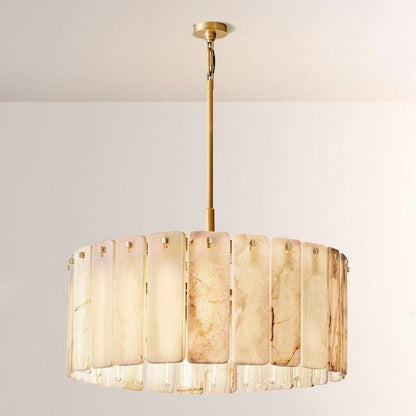 Camette Alabaster Round Chandelier 36"D - Dawn Lamps