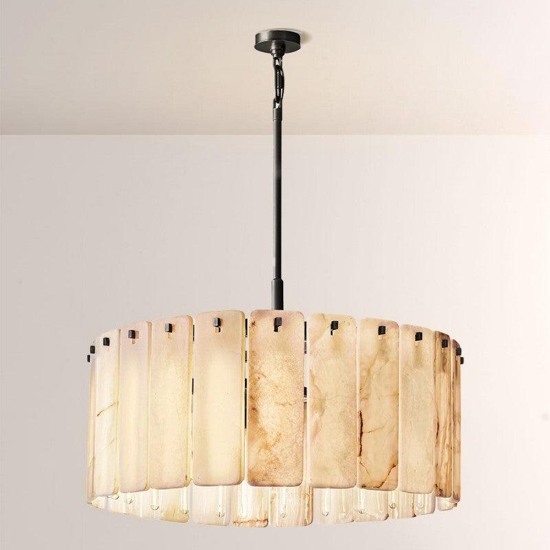 Camette Alabaster Round Chandelier 36"D - Dawn Lamps
