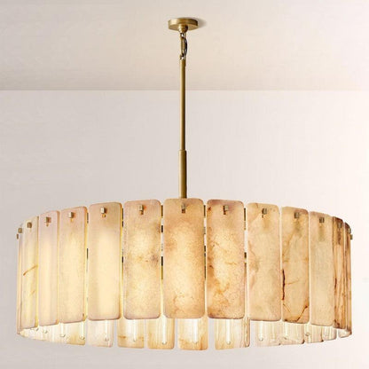Camette Alabaster Round Chandelier 48"D - Dawn Lamps