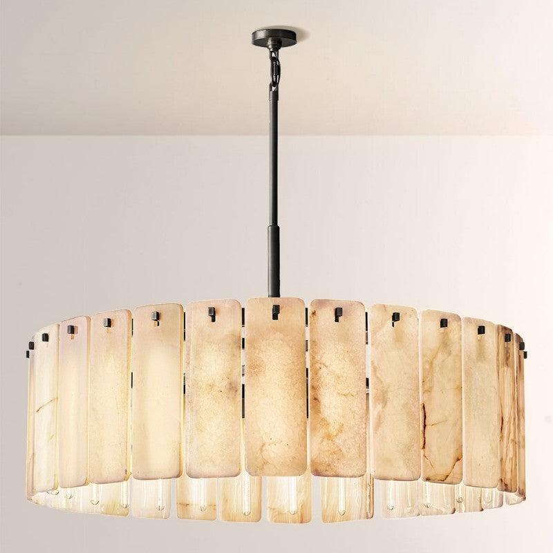 Camette Alabaster Round Chandelier 48"D - Dawn Lamps