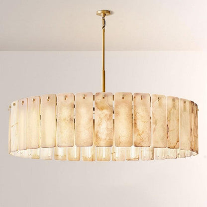Camette Alabaster Round Chandelier 60"D - Dawn Lamps