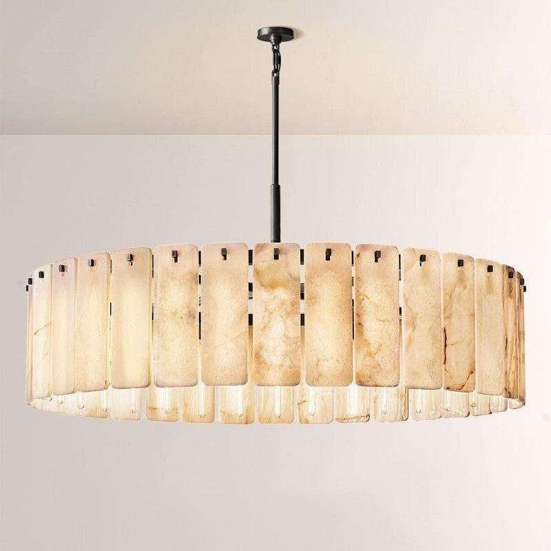 Camette Alabaster Round Chandelier 60"D - Dawn Lamps