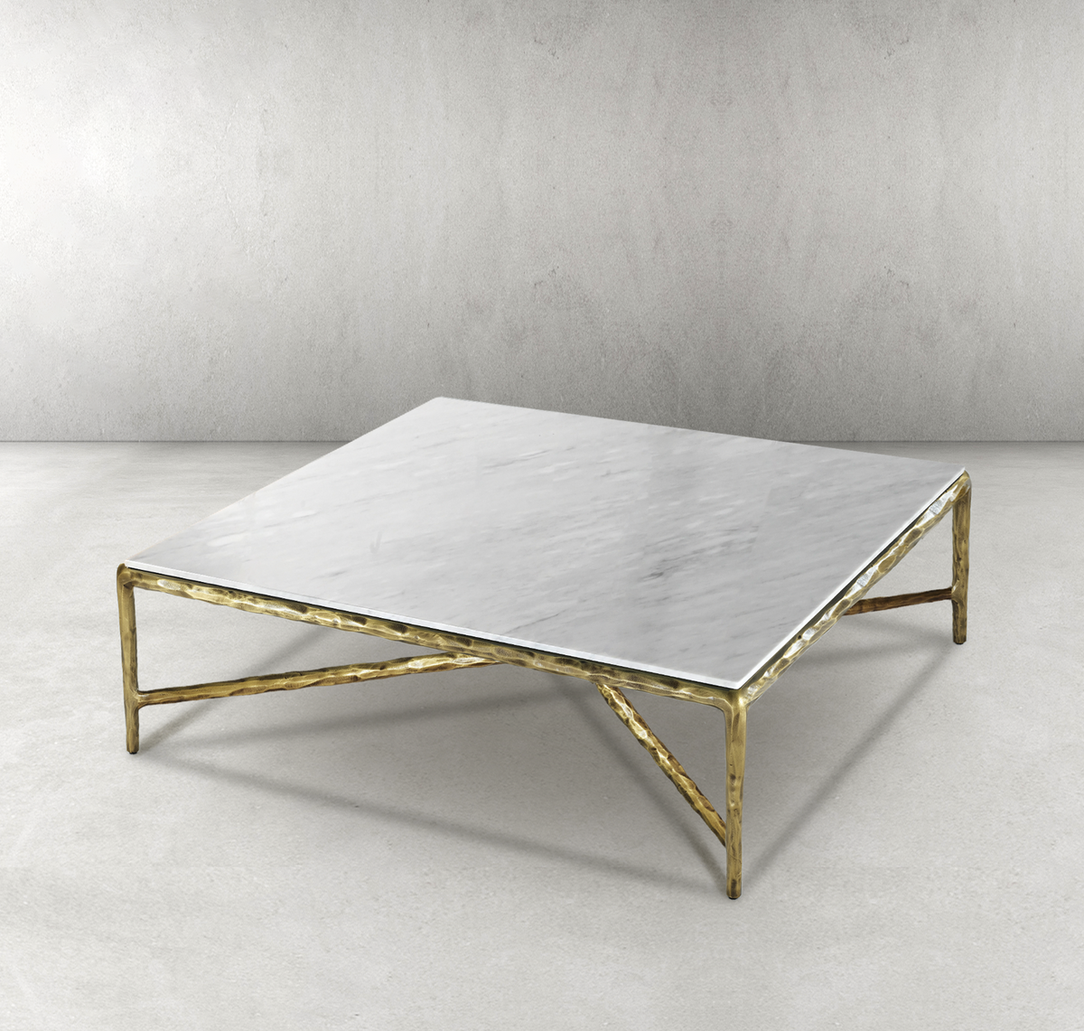 Thaddeus Forged Iron Marble Square Coffee Table 36" 48" 60" - Dawn Lamps
