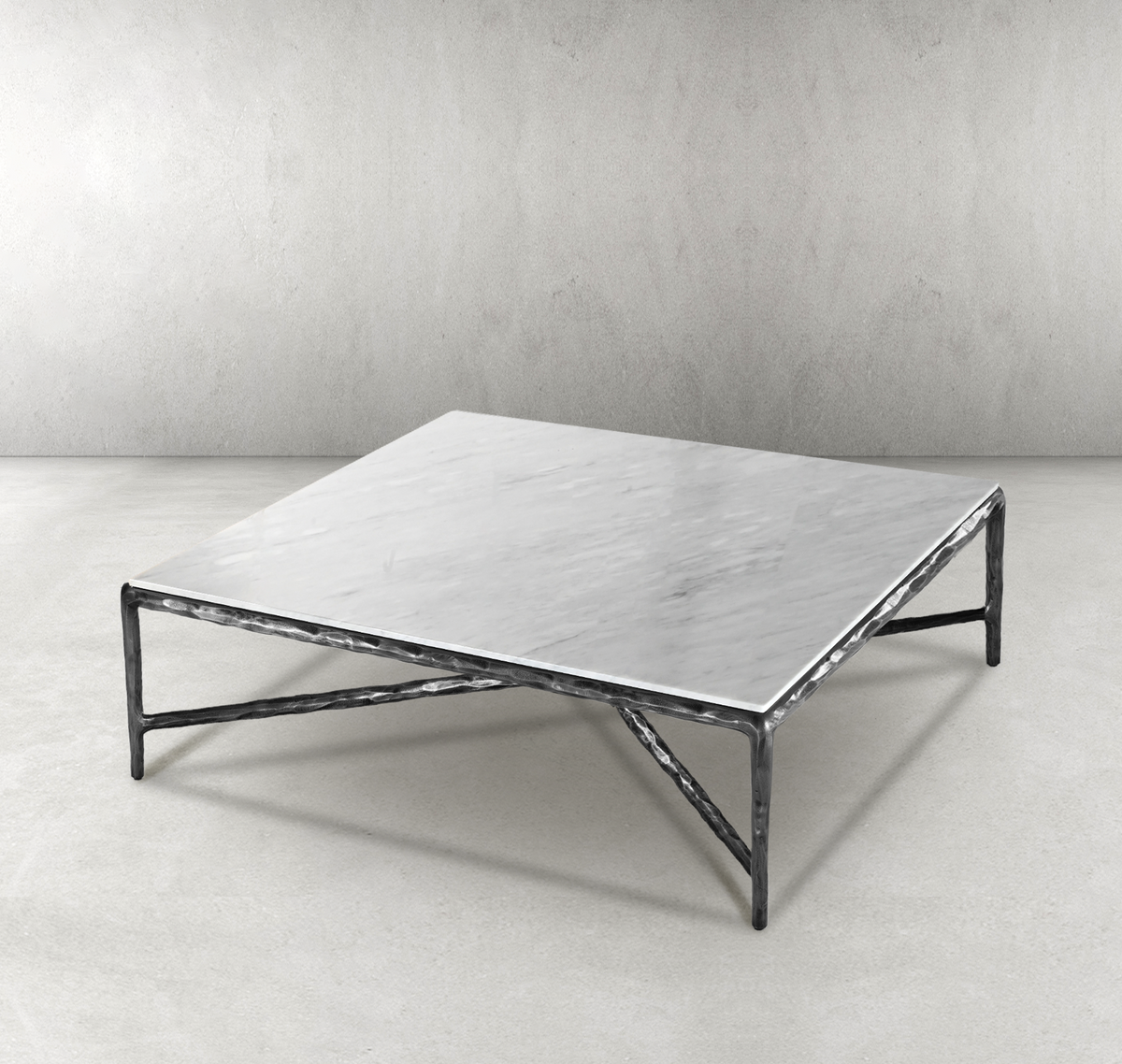 Thaddeus Forged Iron Marble Square Coffee Table 36" 48" 60" - Dawn Lamps