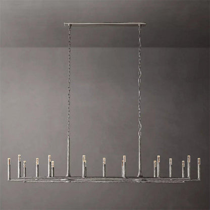 Thadeus Forged Brass Linear Chandelier 96" - Dawn Lamps