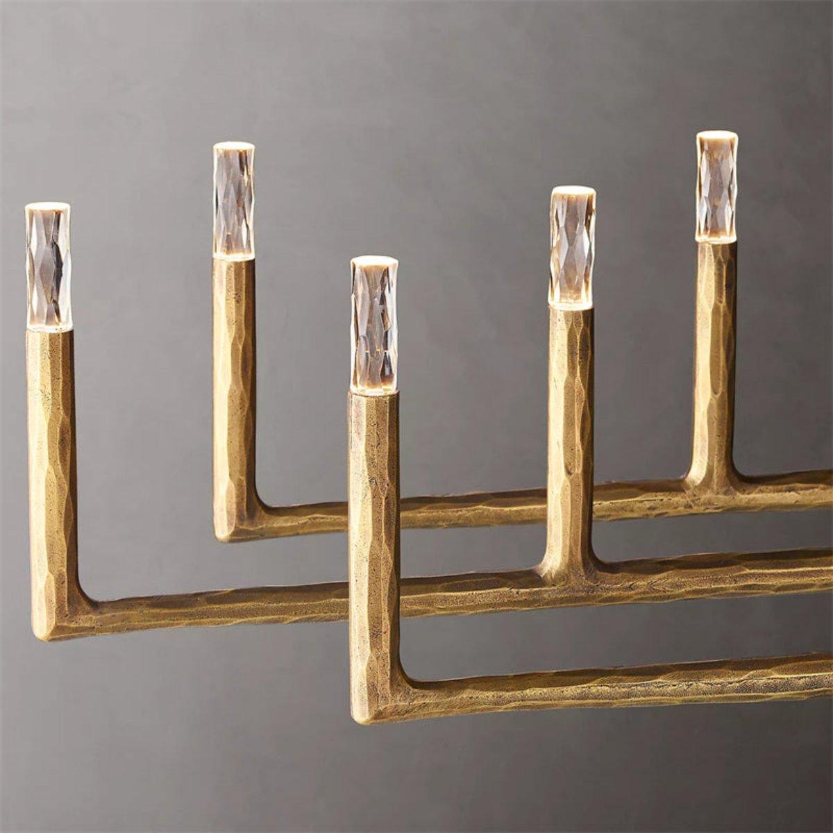 Thadeus Forged Brass Linear Chandelier 96" - Dawn Lamps