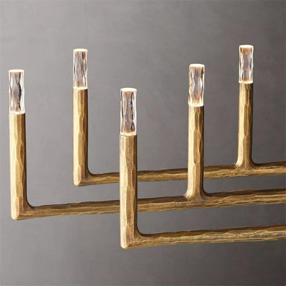 Thadeus Forged Brass Linear Chandelier 96" - Dawn Lamps