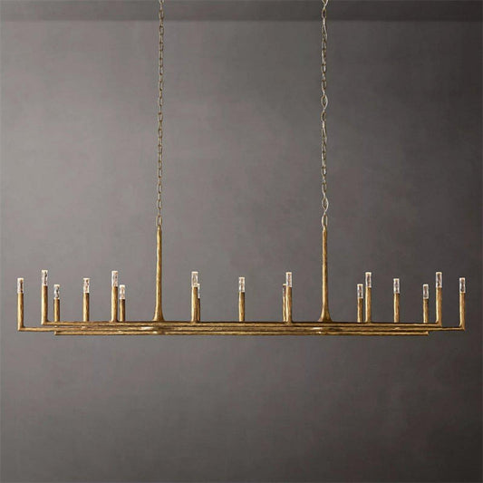 Thadeus Forged Brass Linear Chandelier 96" - Dawn Lamps