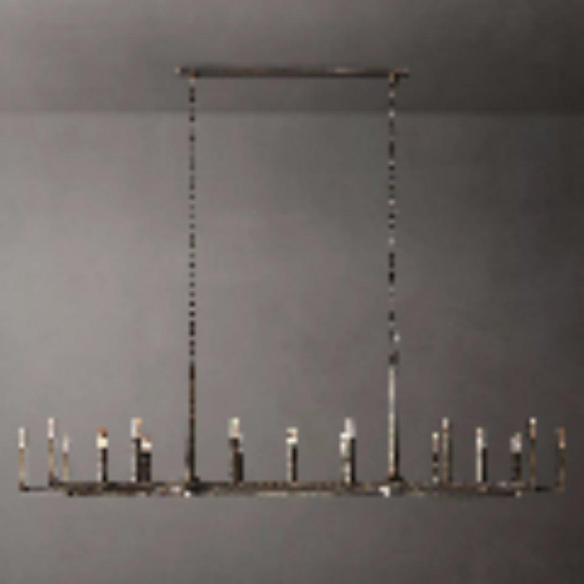 Thadeus Forged Brass Linear Chandelier 96" - Dawn Lamps