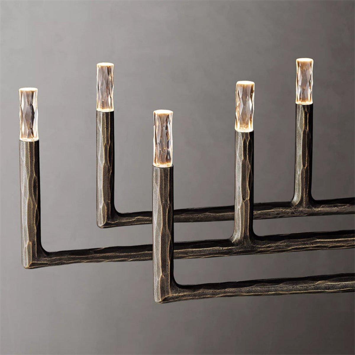 Thadeus Forged Brass Linear Chandelier 96" - Dawn Lamps