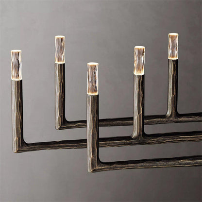 Thadeus Forged Brass Linear Chandelier 96" - Dawn Lamps