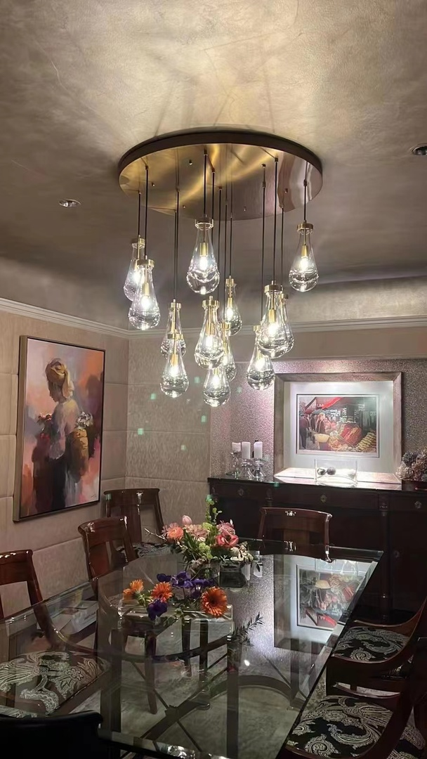 Rain Modern Round Chandelier 18" - Dawn Lamps