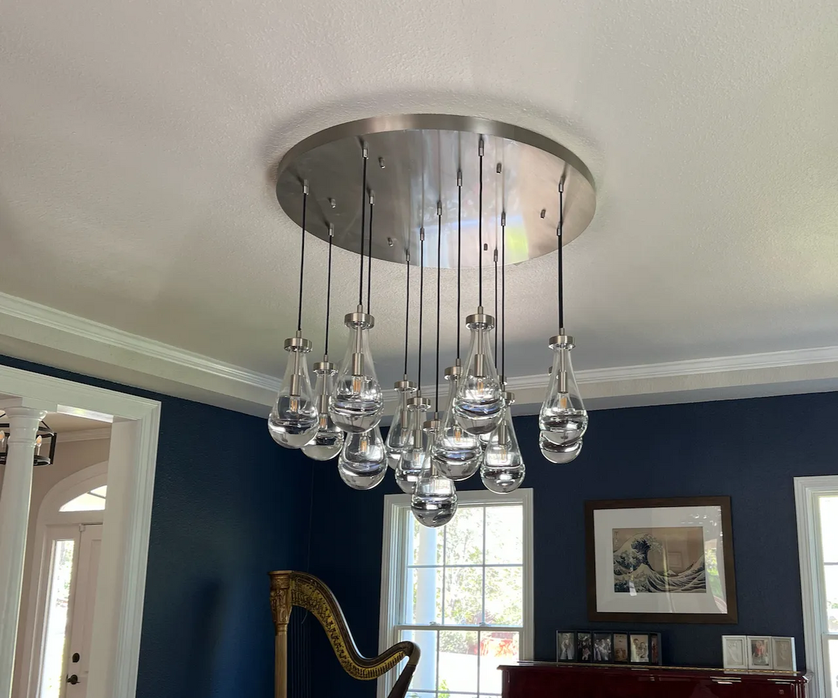 Rain Modern Round Glass Chandelier 36" - Dawn Lamps