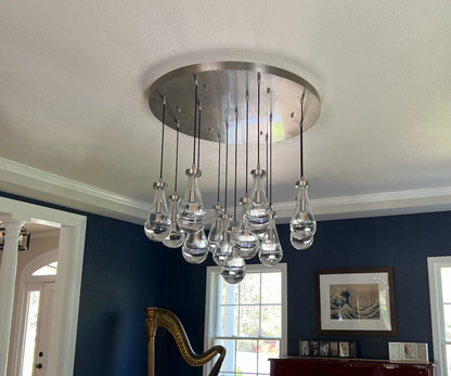 Rain Modern Round Glass Chandelier 36" - Dawn Lamps
