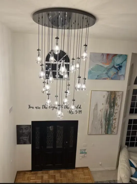 Rain Modern Round Glass Chandelier 36" - Dawn Lamps