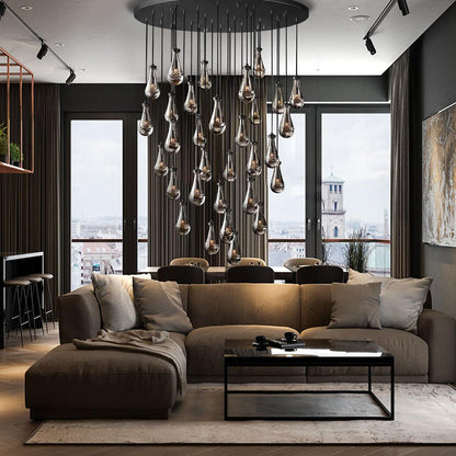Rain Modern Luxury Round Chandelier 60" - Dawn Lamps