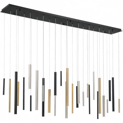 Santana Modern Linear Multi Light Pendant for Kitchen Island - 70.75"L x 8.75"W x 1.25"HAntique Brass & Black & Satin NickelDawn Lamps