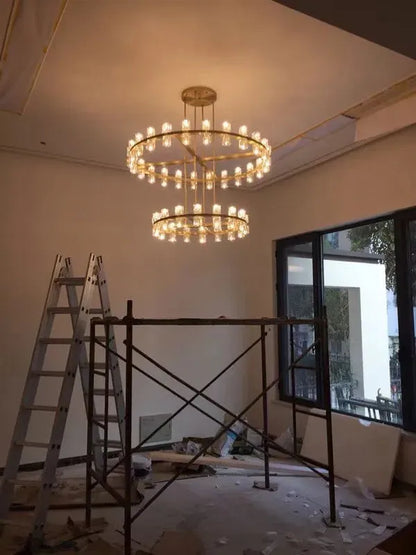 Arcachon Round 2-Tier Chandelier 60" For Dining Room Kitchen island - Dawn Lamps