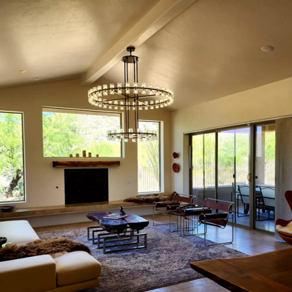 Arcachon Round 2-Tier Chandelier 60" For Dining Room Kitchen island - Dawn Lamps