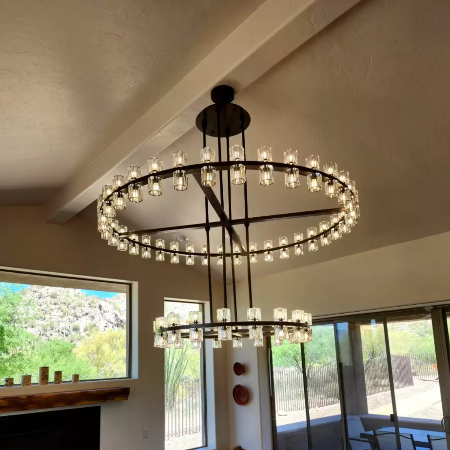 Arcachon Round 2-Tier Chandelier 60" For Dining Room Kitchen island - Dawn Lamps