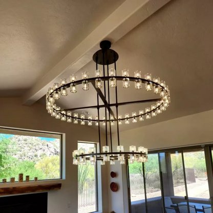 Arcachon Round 2-Tier Chandelier 60" For Dining Room Kitchen island - Dawn Lamps
