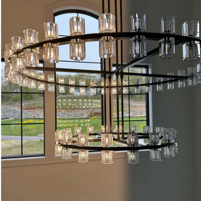 Arcachon Round 2-Tier Chandelier 60" For Dining Room Kitchen island - Dawn Lamps
